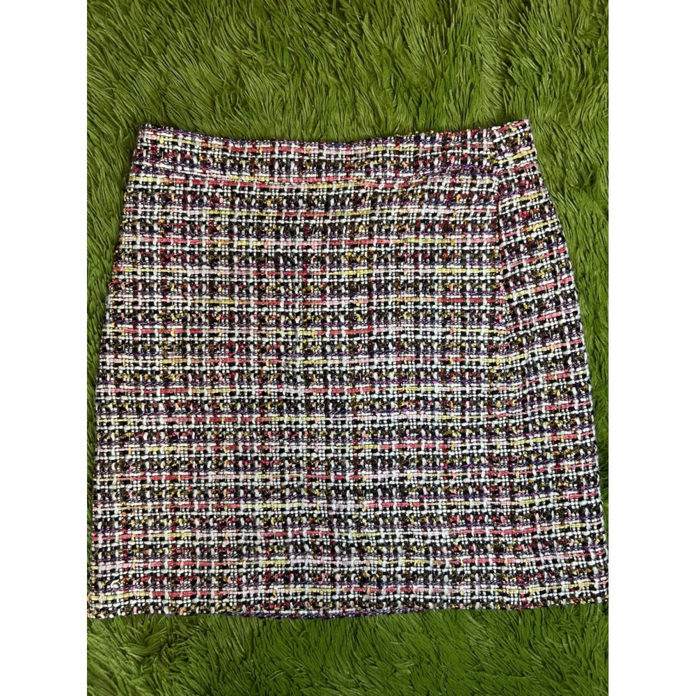 J.Crew Skirt Women 00 Multicolor Pink Tweed Mini A-Line Career Wool Blend F5284